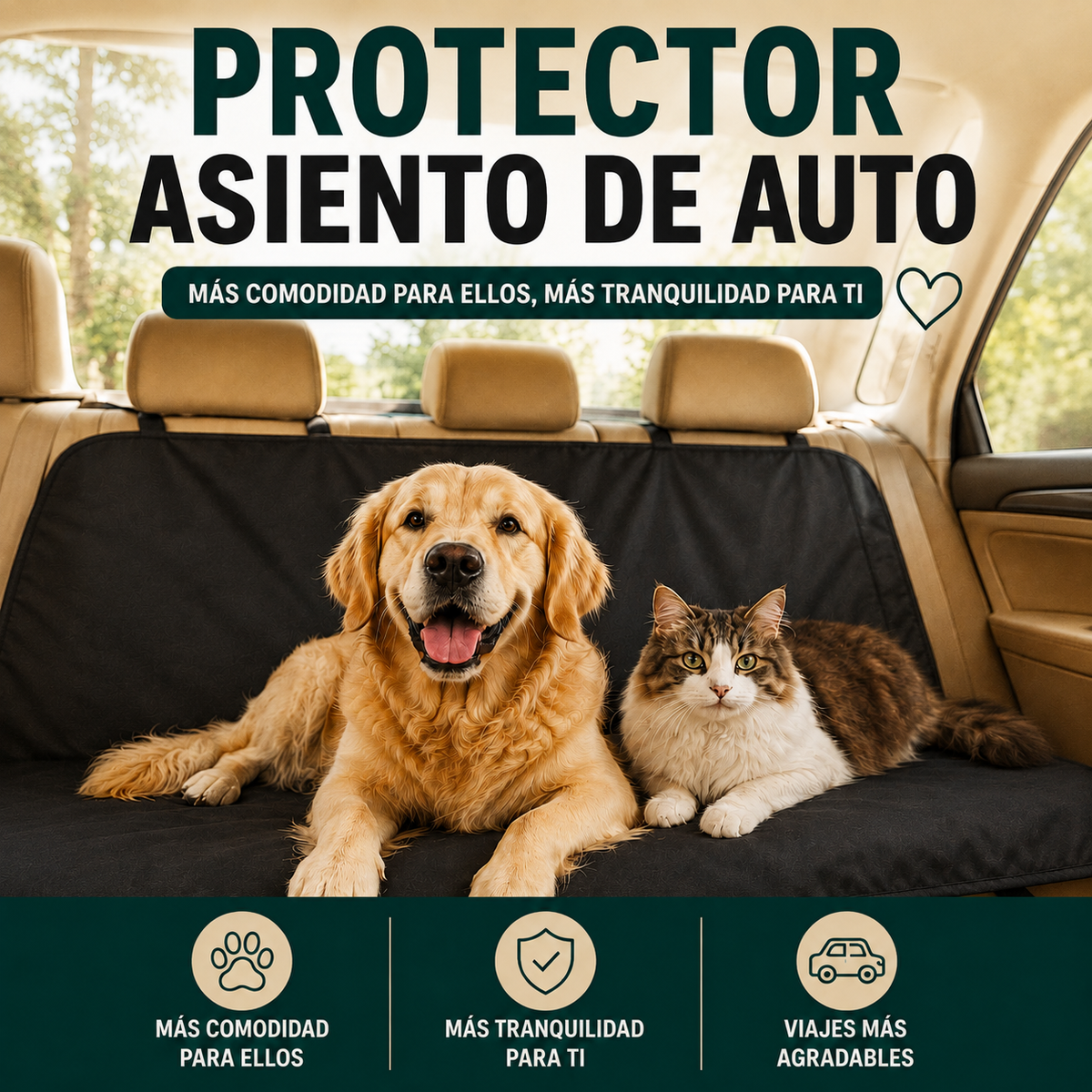 Protector de Asiento para Auto CeroPelos™ — La Libertad de Estar Juntos