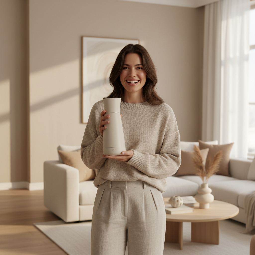 Calidad - persona feliz con producto premium