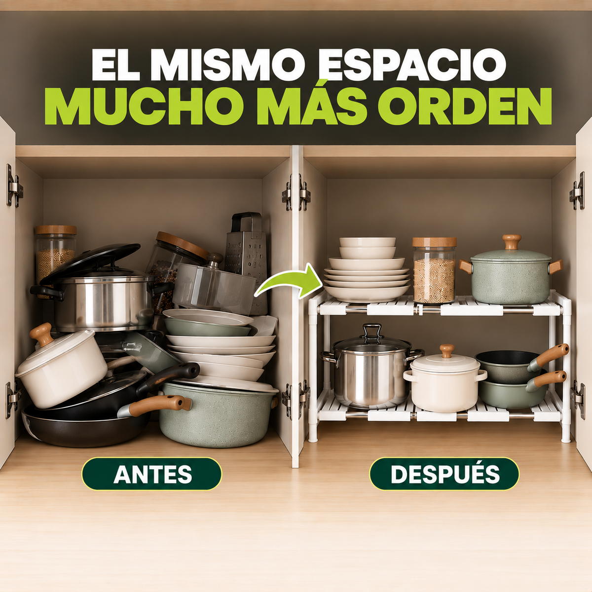 Recupera el espacio de tu casa en minutos — Organizador 2 niveles